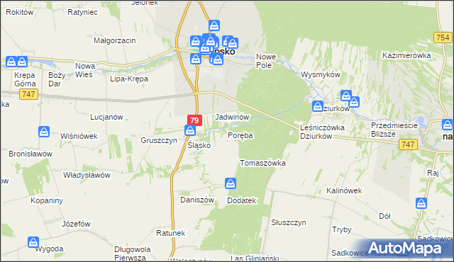 mapa Poręba gmina Lipsko, Poręba gmina Lipsko na mapie Targeo