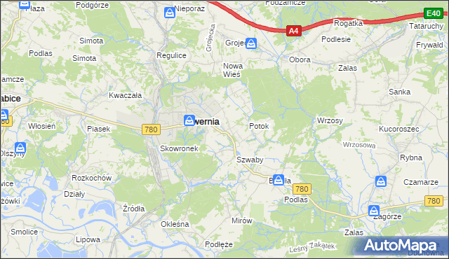 mapa Poręba Żegoty, Poręba Żegoty na mapie Targeo