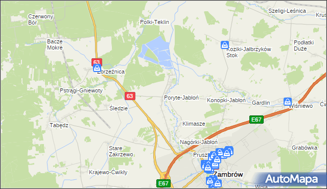 mapa Poryte-Jabłoń, Poryte-Jabłoń na mapie Targeo