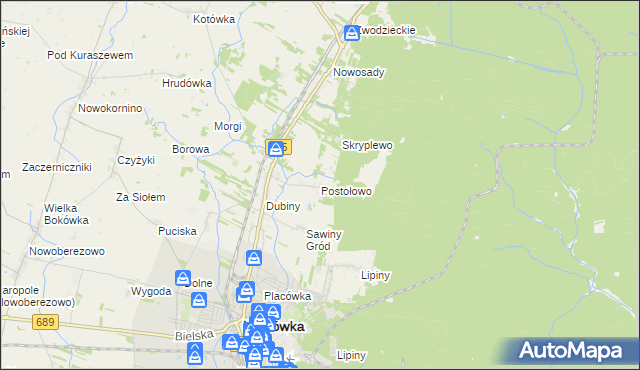 mapa Postołowo gmina Hajnówka, Postołowo gmina Hajnówka na mapie Targeo