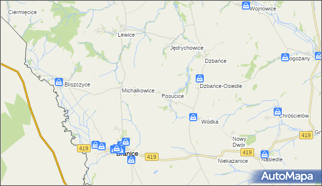 mapa Posucice, Posucice na mapie Targeo