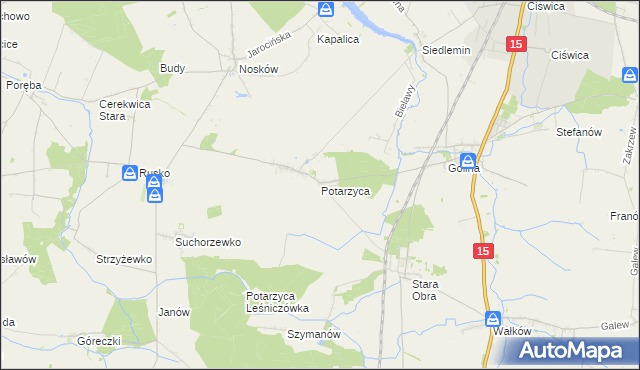mapa Potarzyca gmina Jarocin, Potarzyca gmina Jarocin na mapie Targeo