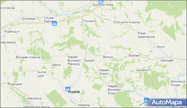 mapa Potasznia gmina Rudnik, Potasznia gmina Rudnik na mapie Targeo