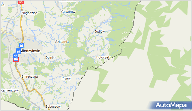 mapa Potoczek gmina Międzylesie, Potoczek gmina Międzylesie na mapie Targeo