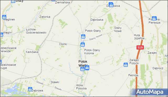 mapa Potok-Stany Kolonia, Potok-Stany Kolonia na mapie Targeo