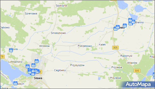 mapa Potrzebowo gmina Wijewo, Potrzebowo gmina Wijewo na mapie Targeo