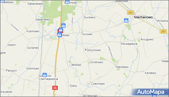 mapa Potrzymowo, Potrzymowo na mapie Targeo