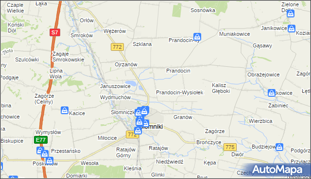 mapa Prandocin-Wysiołek, Prandocin-Wysiołek na mapie Targeo