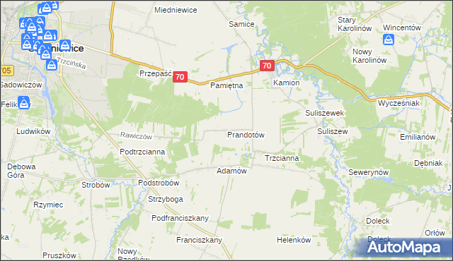 mapa Prandotów, Prandotów na mapie Targeo