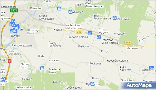 mapa Prędocin gmina Iłża, Prędocin gmina Iłża na mapie Targeo