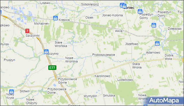 mapa Proboszczewice, Proboszczewice na mapie Targeo