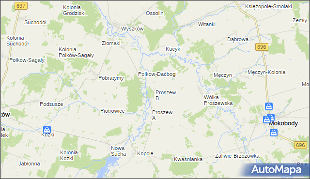 mapa Proszew B, Proszew B na mapie Targeo