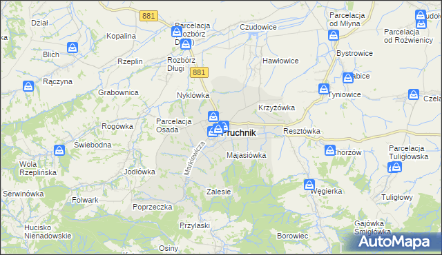 mapa Pruchnik powiat jarosławski, Pruchnik powiat jarosławski na mapie Targeo