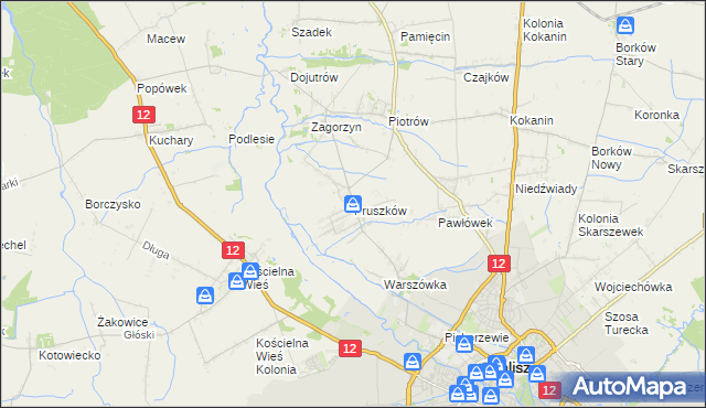 mapa Pruszków gmina Blizanów, Pruszków gmina Blizanów na mapie Targeo