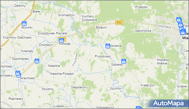 mapa Pruszkowo gmina Sochocin, Pruszkowo gmina Sochocin na mapie Targeo
