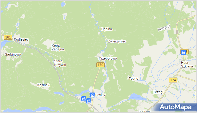 mapa Przeborowo, Przeborowo na mapie Targeo