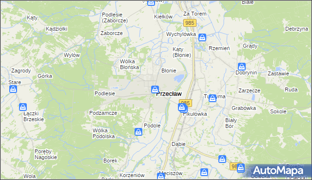 mapa Przecław powiat mielecki, Przecław powiat mielecki na mapie Targeo