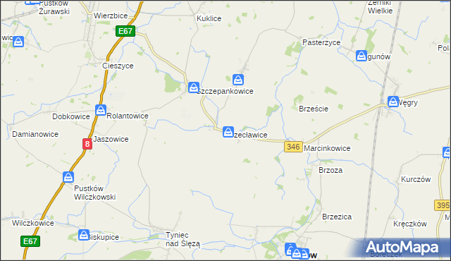 mapa Przecławice gmina Żórawina, Przecławice gmina Żórawina na mapie Targeo