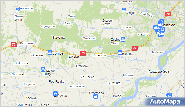 mapa Przeczów gmina Łubnice, Przeczów gmina Łubnice na mapie Targeo