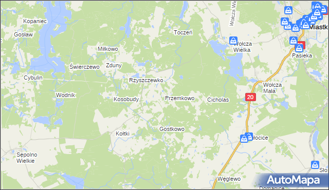 mapa Przemkowo gmina Miastko, Przemkowo gmina Miastko na mapie Targeo