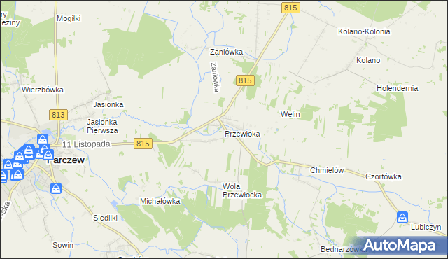 mapa Przewłoka gmina Parczew, Przewłoka gmina Parczew na mapie Targeo