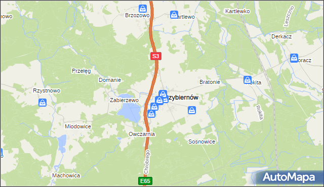 mapa Przybiernów, Przybiernów na mapie Targeo