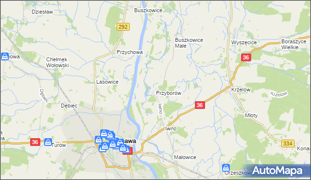 mapa Przyborów gmina Wińsko, Przyborów gmina Wińsko na mapie Targeo