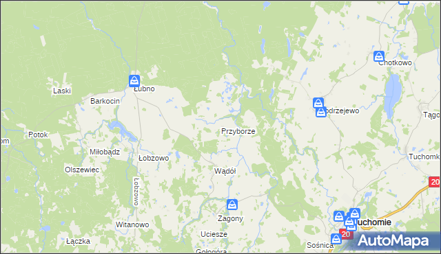 mapa Przyborze gmina Kołczygłowy, Przyborze gmina Kołczygłowy na mapie Targeo