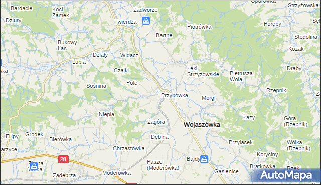 mapa Przybówka, Przybówka na mapie Targeo