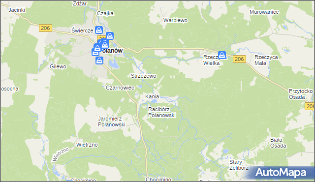 mapa Przybrodzie gmina Polanów, Przybrodzie gmina Polanów na mapie Targeo