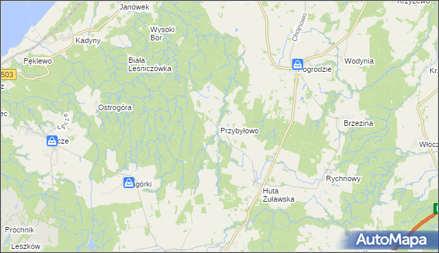 mapa Przybyłowo gmina Tolkmicko, Przybyłowo gmina Tolkmicko na mapie Targeo