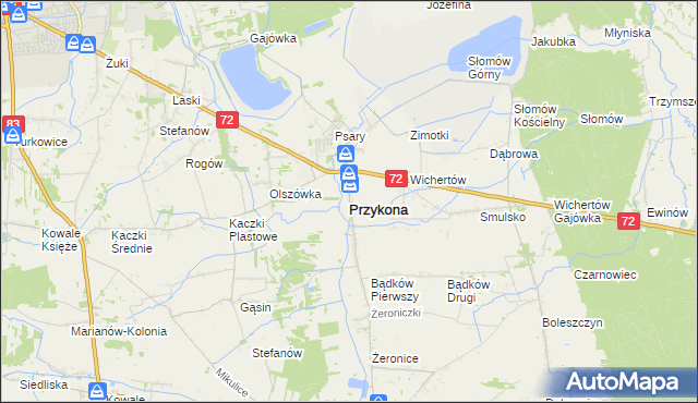 mapa Przykona, Przykona na mapie Targeo