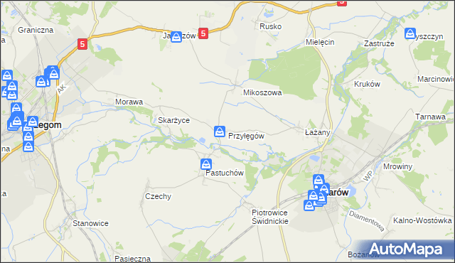 mapa Przyłęgów, Przyłęgów na mapie Targeo