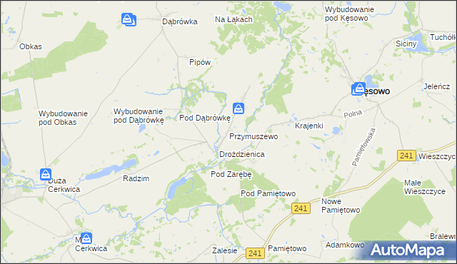 mapa Przymuszewo gmina Kęsowo, Przymuszewo gmina Kęsowo na mapie Targeo