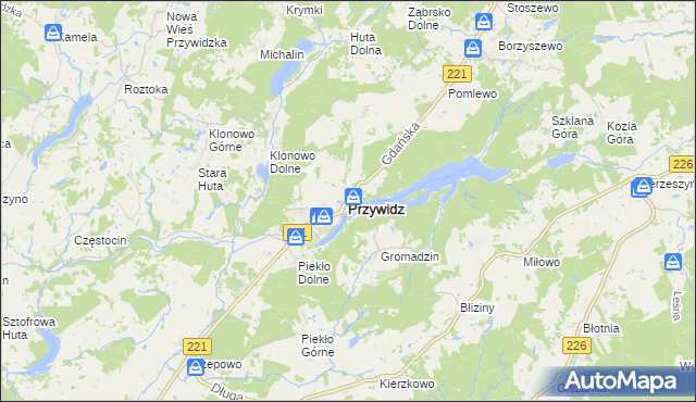 mapa Przywidz powiat gdański, Przywidz powiat gdański na mapie Targeo