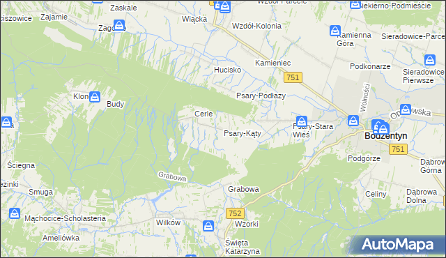 mapa Psary-Kąty, Psary-Kąty na mapie Targeo