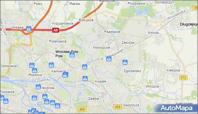 mapa Psie Pole gmina Wrocław, Psie Pole gmina Wrocław na mapie Targeo