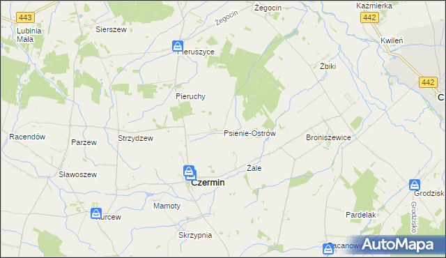 mapa Psienie-Ostrów, Psienie-Ostrów na mapie Targeo