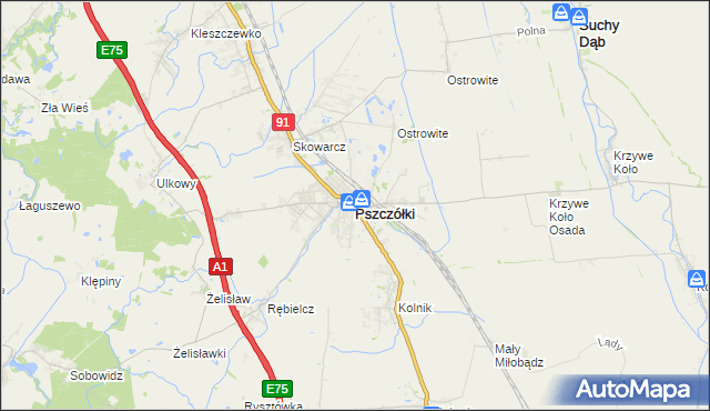mapa Pszczółki powiat gdański, Pszczółki powiat gdański na mapie Targeo