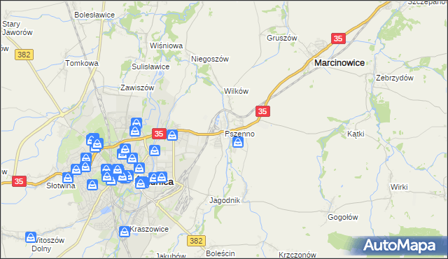 mapa Pszenno, Pszenno na mapie Targeo