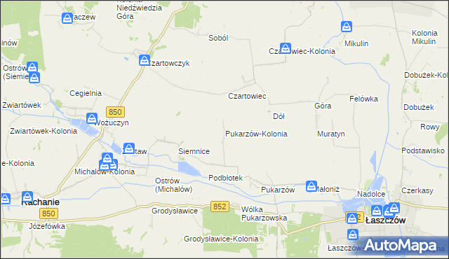 mapa Pukarzów-Kolonia, Pukarzów-Kolonia na mapie Targeo