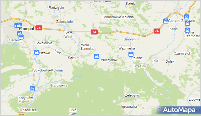 mapa Pulczynów, Pulczynów na mapie Targeo