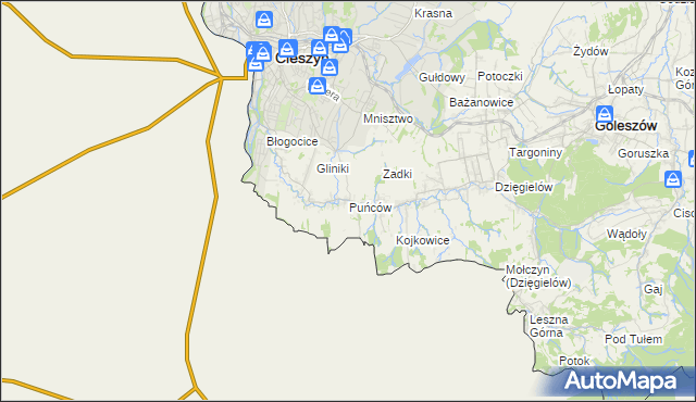 mapa Puńców, Puńców na mapie Targeo