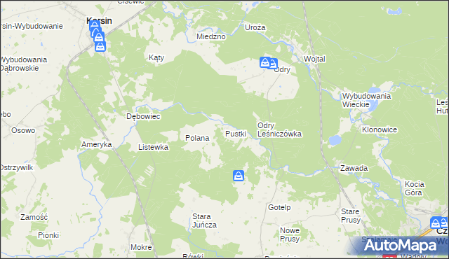 mapa Pustki gmina Czersk, Pustki gmina Czersk na mapie Targeo