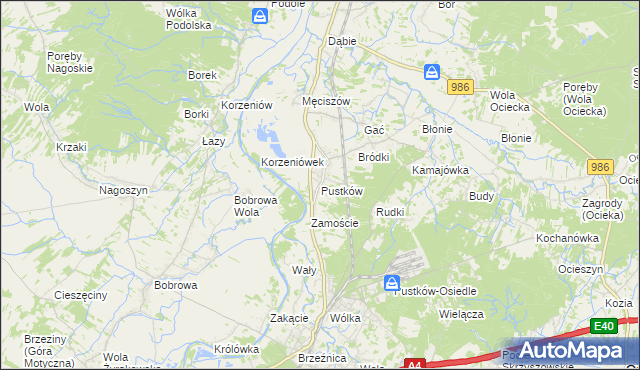 mapa Pustków gmina Dębica, Pustków gmina Dębica na mapie Targeo