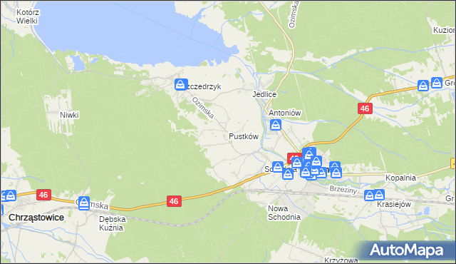 mapa Pustków gmina Ozimek, Pustków gmina Ozimek na mapie Targeo