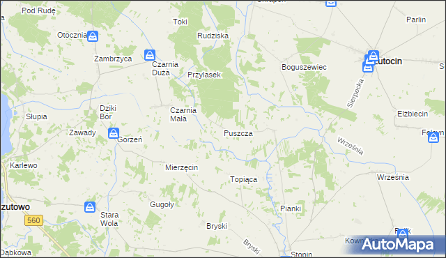 mapa Puszcza gmina Rościszewo, Puszcza gmina Rościszewo na mapie Targeo