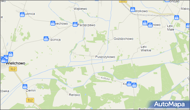 mapa Puszczykowo gmina Kamieniec, Puszczykowo gmina Kamieniec na mapie Targeo