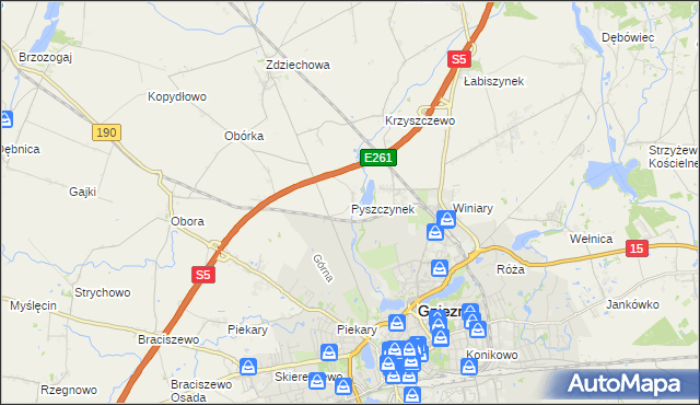 mapa Pyszczynek, Pyszczynek na mapie Targeo