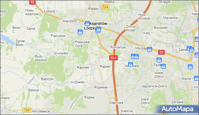 mapa Rąbień AB, Rąbień AB na mapie Targeo